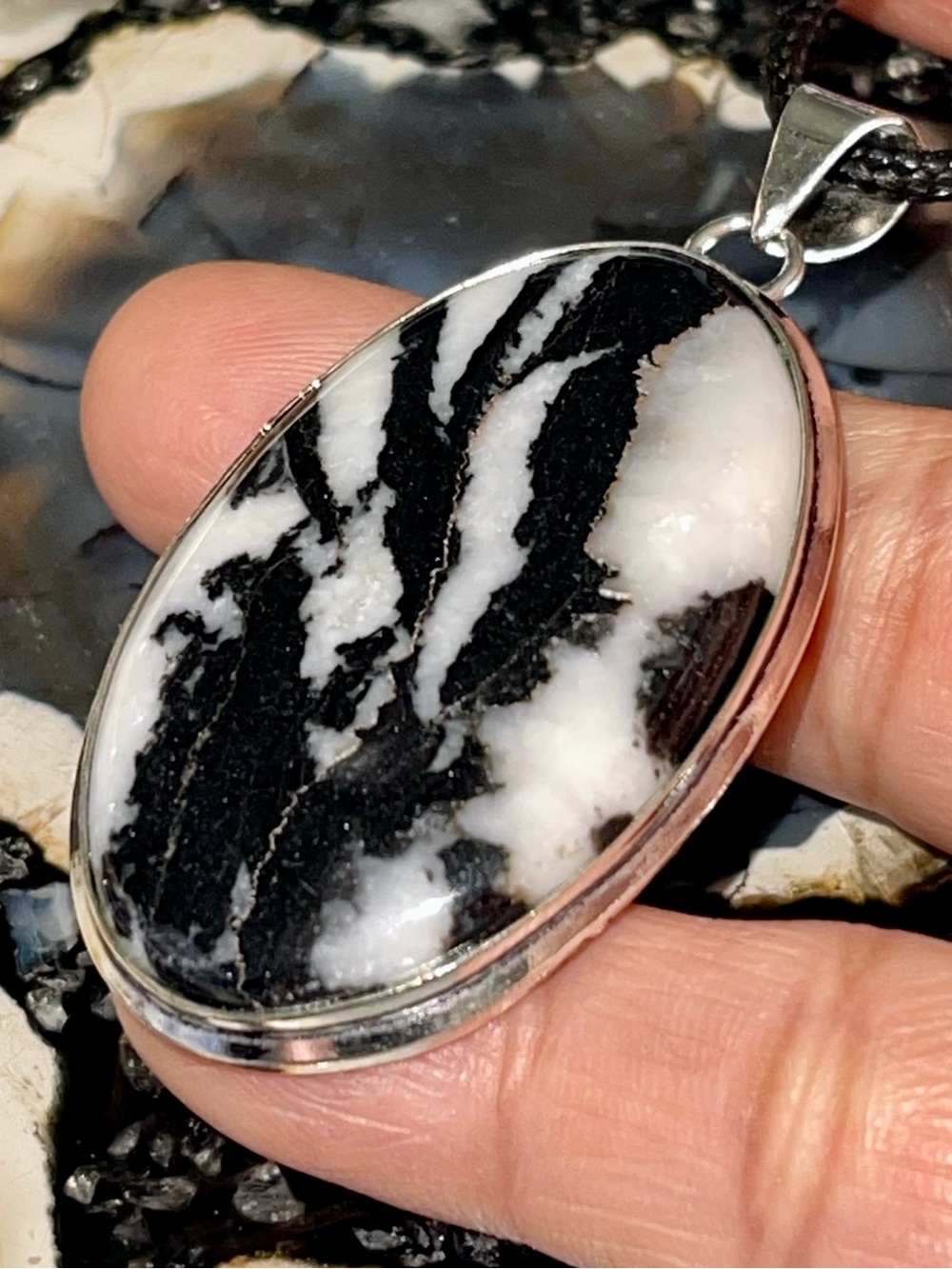 Oval Matrix White Buffalo Turquoise Pendant 2 1/4”